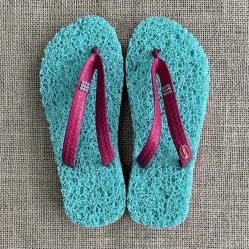 Chinelo Anti Stress Azul Claro com Amortecedor Rosa