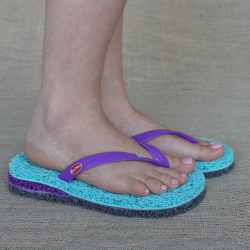 Chinelo Anti Stress Azul Claro com Amortecedor Roxo