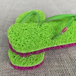 Chinelo Anti Stress Verde Claro com Rosa